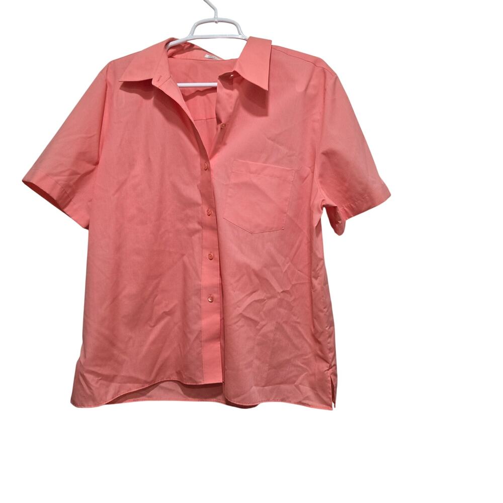 Foxcroft Wrinkle Free Pink Button Front Shirt Size 18